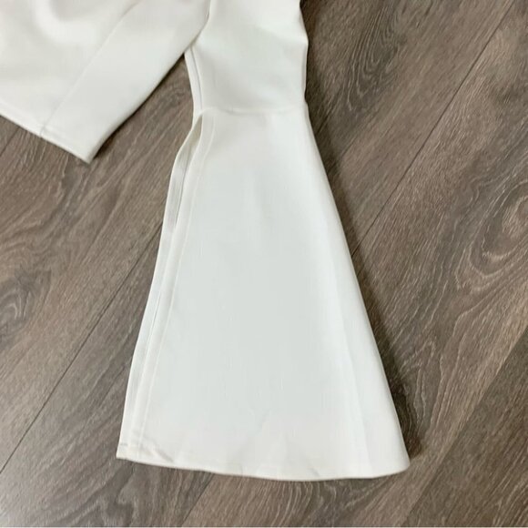 Women's Essue Top Blouse Off Shoulder Split Wide Flare Sleeve Cropped Off White - Picture 10 of 15